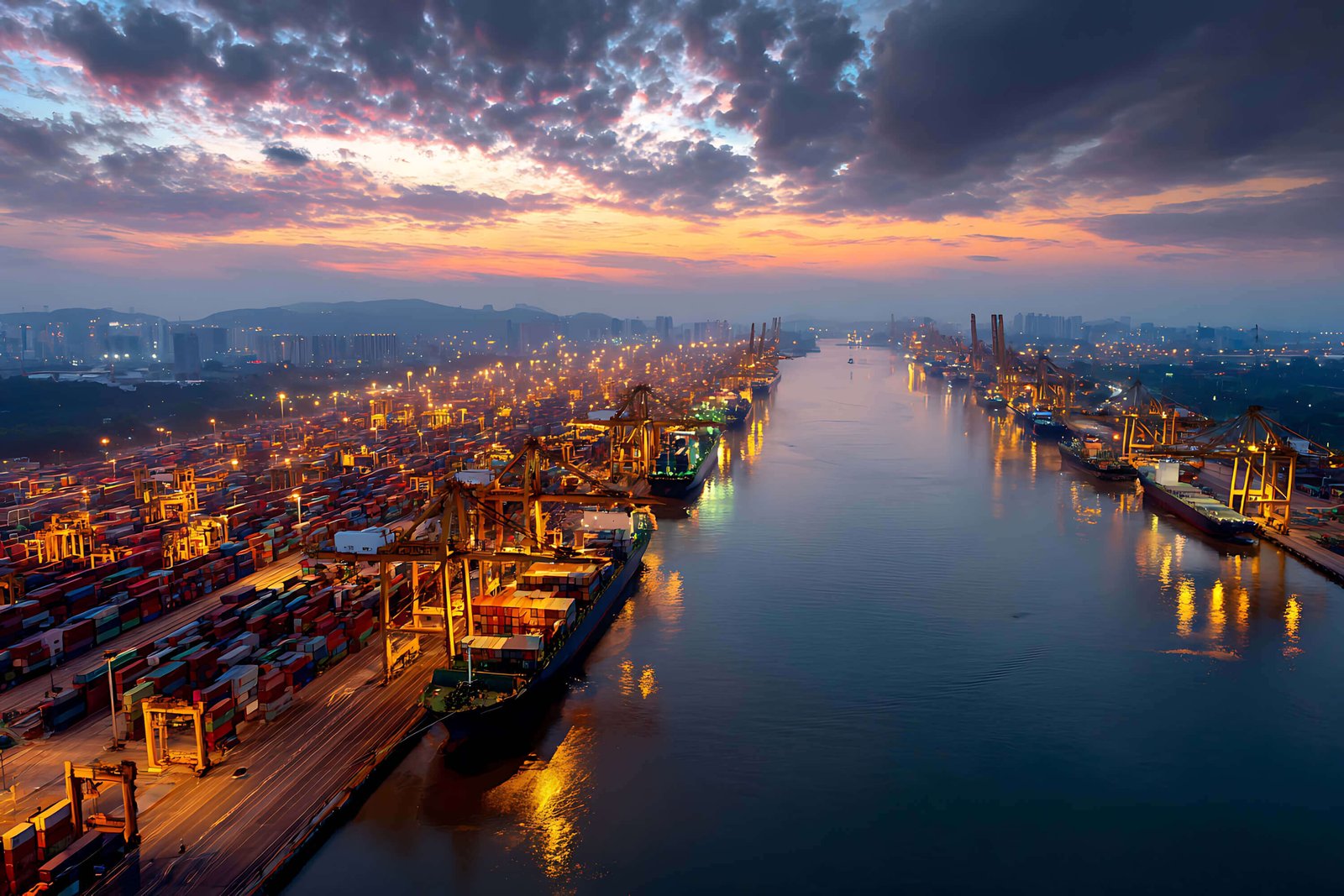 Container ship freight in port